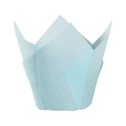 50Pcs Cupcake Wrappers Baking Cups Tulip Shape Liners Muffin Cake Cup Party Favors - Blue